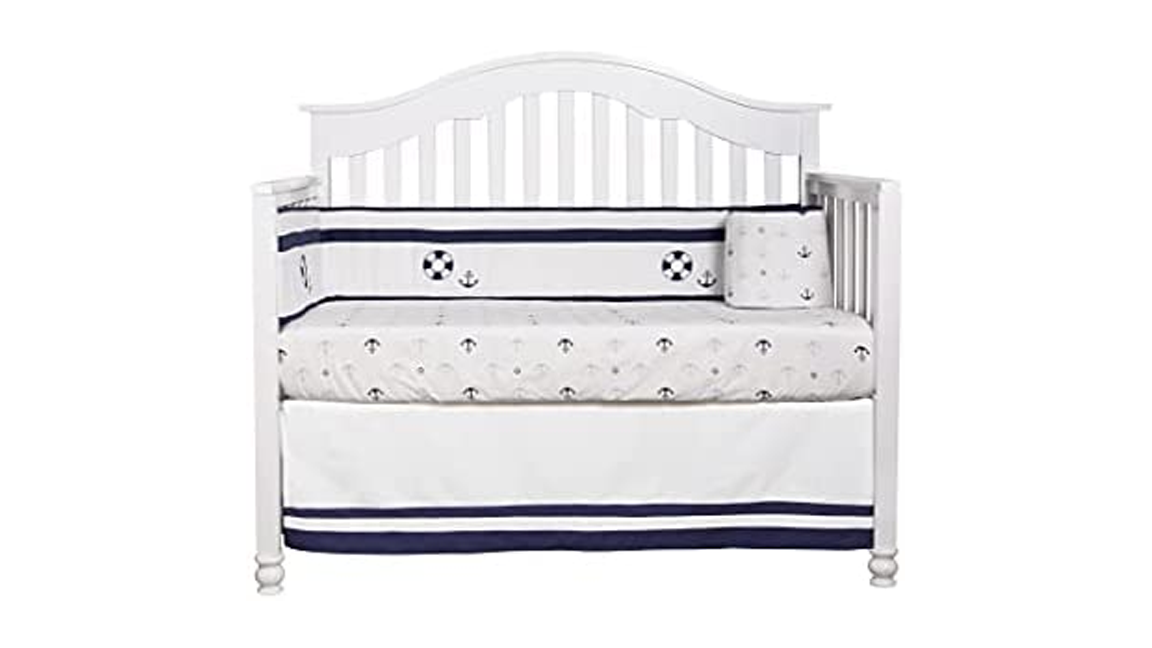 1. Bumperless 5 pieces Optimababy Sailor Baby Bedding Set